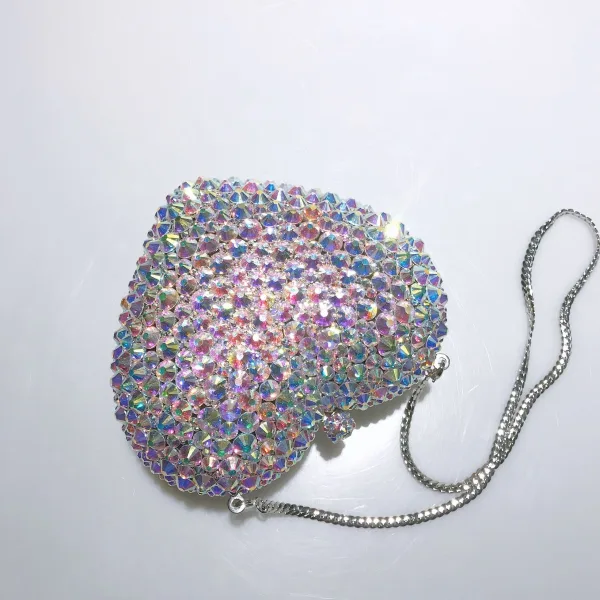 Sparkly Multi-Colors Rhinestone Heart-shaped Evening Party Clutch Bags 2022