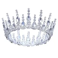 Charmant Weiß Kristall Strass Hochzeit Krone 2022 Legierung Haarschmuck Braut