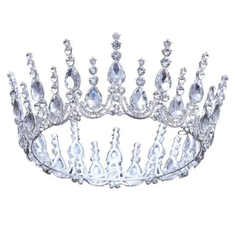 Sjarmerende Hvit Krystall Rhinestone Bryllup Krone 2022 Legering Har Tilbehor