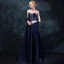 Klassisk Mørk Marineblå Selskapskjoler 2018 Empire Kjæreste Uten Ermer Beading Rhinestone Sash Feie Tog Buste Ryggløse Formelle Kjoler