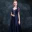 Klassisk Mørk Marineblå Selskapskjoler 2018 Empire Kjæreste Uten Ermer Beading Rhinestone Sash Feie Tog Buste Ryggløse Formelle Kjoler
