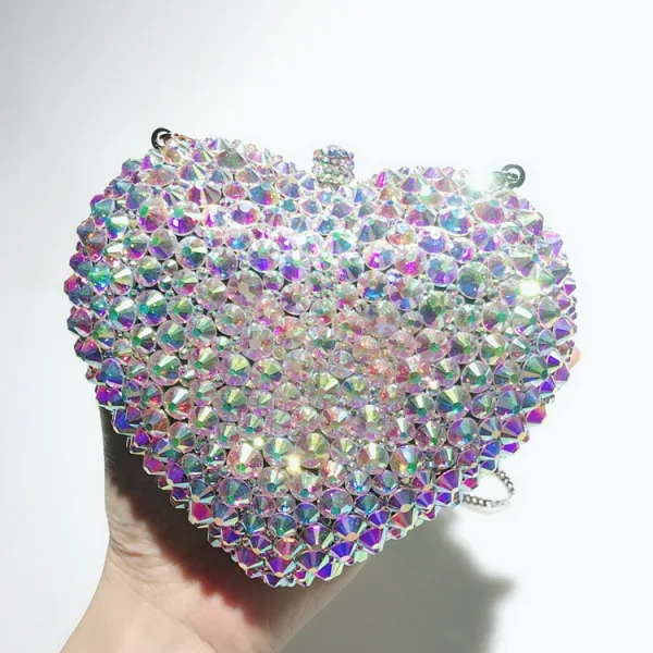 Sparkly Multi-Colors Rhinestone Heart-shaped Evening Party Clutch Bags 2022