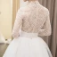 Élégant Ivoire Percé Robe De Mariée 2018 Empire Col Haut Manches Longues Perlage En Dentelle Chapel Train Volants