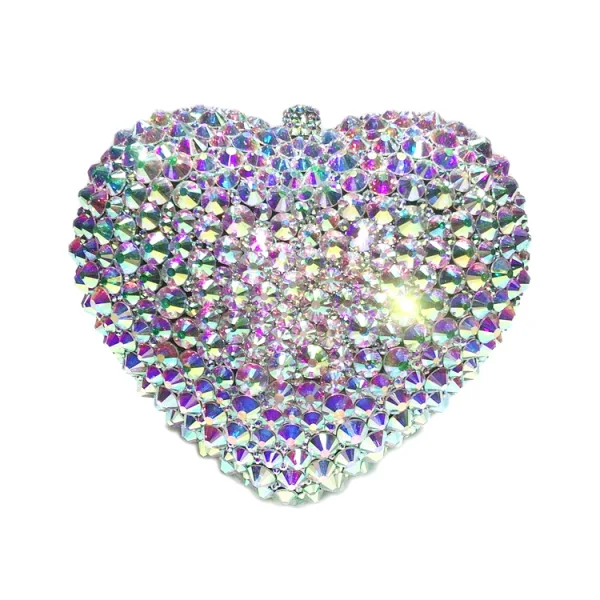 Sparkly Multi-Colors Rhinestone Heart-shaped Evening Party Clutch Bags 2022