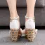 Roman White Street Wear Appliques Womens Sandals 2024 9 cm Wedges Ankle Strap Open / Peep Toe Sandals High Heels
