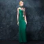 Chinese style Dark Green Pierced Evening Dresses  2018 Trumpet / Mermaid High Neck Sleeveless Embroidered Rhinestone Floor-Length / Long Formal Dresses