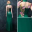 Chinese style Dark Green Pierced Evening Dresses  2018 Trumpet / Mermaid High Neck Sleeveless Embroidered Rhinestone Floor-Length / Long Formal Dresses