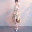 High Low 2 Piece Champagne See-through Cocktail Dresses 2018 A-Line / Princess Scoop Neck Sleeveless Appliques Lace Asymmetrical Ruffle Formal Dresses