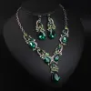 Sparkly Dark Green Crystal Evening Party Necklaces Earrings 2023 Alloy Accessories