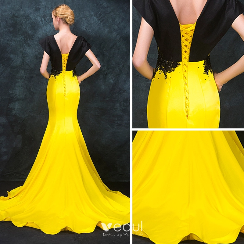 Buy Shirasi Black Velvett & Yellow Gown S-1107-A at Amazon.in