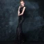 Sparkly Black Evening Dresses  2018 Trumpet / Mermaid Scoop Neck Sleeveless Beading Sequins Floor-Length / Long Formal Dresses