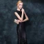 Sparkly Black Evening Dresses  2018 Trumpet / Mermaid Scoop Neck Sleeveless Beading Sequins Floor-Length / Long Formal Dresses