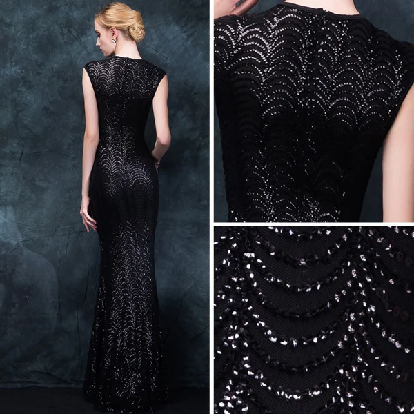 Sparkly Black Evening Dresses  2018 Trumpet / Mermaid Scoop Neck Sleeveless Beading Sequins Floor-Length / Long Formal Dresses