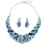 Exagéré Bleu Cristal Faux Diamant Soirée Boucles D'Oreilles Colliers 2023 Alliage