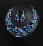 Exagéré Bleu Cristal Faux Diamant Soirée Boucles D'Oreilles Colliers 2023 Alliage