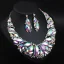 Exagéré Bleu Cristal Faux Diamant Soirée Boucles D'Oreilles Colliers 2023 Alliage