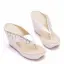 Chic / Beautiful White Pearl Rhinestone Tassel Beach Womens Sandals 2024 9 cm Wedges Open / Peep Toe Sandals