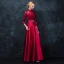 Chinese style Red Evening Dresses  2017 A-Line / Princess High Neck 3/4 Sleeve Appliques Lace Metal Sash Floor-Length / Long Formal Dresses