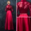 Chinese style Red Evening Dresses  2017 A-Line / Princess High Neck 3/4 Sleeve Appliques Lace Metal Sash Floor-Length / Long Formal Dresses