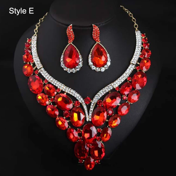 Sparkly Champagne Krystall Rhinestone Aften Øredobber Halskjeder 2023 Legering
