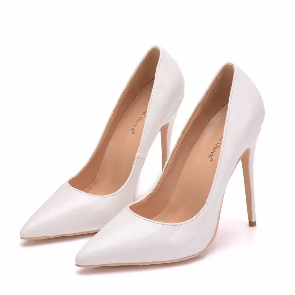 Schöne Weiß Büro OL Spitzschuh Pumps 2024 12 cm Stilettos Pumps Hochhackige