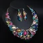 Exagéré Bleu Cristal Faux Diamant Soirée Boucles D'Oreilles Colliers 2023 Alliage