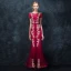 Chic / Beautiful Burgundy Evening Dresses  2018 Trumpet / Mermaid Scoop Neck Short Sleeve Appliques Lace Bow Sash Floor-Length / Long Ruffle Formal Dresses