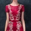 Chic / Beautiful Burgundy Evening Dresses  2018 Trumpet / Mermaid Scoop Neck Short Sleeve Appliques Lace Bow Sash Floor-Length / Long Ruffle Formal Dresses