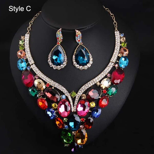 Sparkly Champagne Krystall Rhinestone Aften Øredobber Halskjeder 2023 Legering