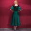 Chic / Beautiful Dark Green Homecoming Graduation Dresses 2018 A-Line / Princess Scoop Neck Short Sleeve Appliques Lace Sash Tea-length Ruffle Formal Dresses