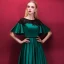 Chic / Beautiful Dark Green Homecoming Graduation Dresses 2018 A-Line / Princess Scoop Neck Short Sleeve Appliques Lace Sash Tea-length Ruffle Formal Dresses