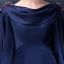Moderne / Mode Bleu Marine Robe De Soirée 2018 Trompette / Sirène Encolure Carrée Manches Longues Perlage Train De Balayage Volants Dos Nu Robe De Ceremonie