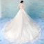 Style Chinois Illusion Champagne Robe De Mariée 2018 Princesse Col Haut 3/4 Manches Dos Nu Perlage Appliques En Dentelle Transparentes Volants Cathedral Train