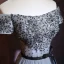 Chic / Beautiful Grey Evening Dresses  2018 A-Line / Princess Off-The-Shoulder Short Sleeve Sash Beading Floor-Length / Long Ruffle Backless Formal Dresses