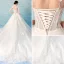 Style Chinois Illusion Champagne Robe De Mariée 2018 Princesse Col Haut 3/4 Manches Dos Nu Perlage Appliques En Dentelle Transparentes Volants Cathedral Train