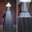 Chic / Beautiful Grey Evening Dresses  2018 A-Line / Princess Off-The-Shoulder Short Sleeve Sash Beading Floor-Length / Long Ruffle Backless Formal Dresses