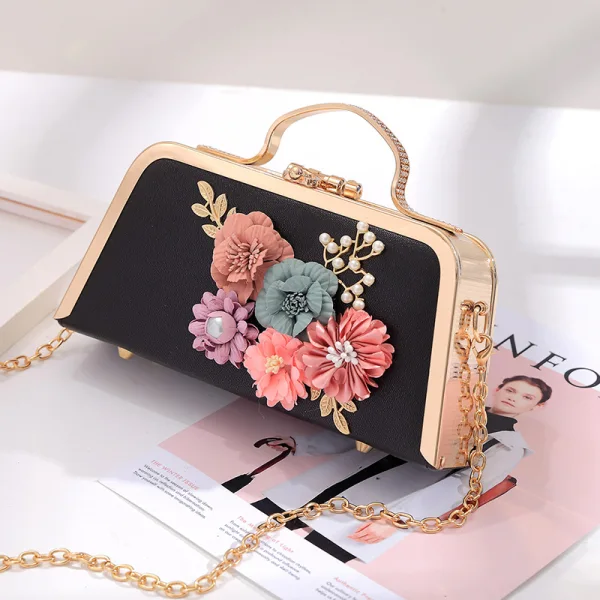 Elegant Hvit Perle Appliques Ball Clutch Veske 2023