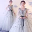 Chic / Beautiful Blushing Pink Prom Dresses 2017 Ball Gown V-Neck Sleeveless Appliques Flower Sash Floor-Length / Long Ruffle Backless Formal Dresses