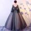 Chic / Beautiful Navy Blue Prom Dresses 2017 Ball Gown V-Neck Sleeveless Embroidered Sequins Floor-Length / Long Ruffle Backless Formal Dresses