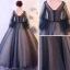 Chic / Beautiful Navy Blue Prom Dresses 2017 Ball Gown V-Neck Sleeveless Embroidered Sequins Floor-Length / Long Ruffle Backless Formal Dresses