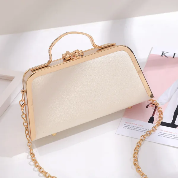 Elegant Hvit Perle Appliques Ball Clutch Veske 2023