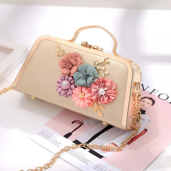 Elegant Hvit Perle Appliques Ball Clutch Veske 2023