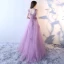 Chic / Beautiful Lilac Prom Dresses 2017 A-Line / Princess Scoop Neck Sleeveless Appliques Flower Sequins Beading Pearl Sweep Train Ruffle Backless Formal Dresses