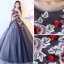 Chic / Beautiful Navy Blue Prom Dresses 2017 Ball Gown Scoop Neck Sleeveless Appliques Flower Floor-Length / Long Ruffle Backless Formal Dresses