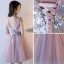 Scintillantes Rougissant Rose Paillettes Robe De Cocktail 2017 Princesse V-Cou Sans Manches Courte Volants Dos Nu Robe De Ceremonie