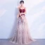 Sexy Champagne Royal Blue Pierced Prom Dresses 2018 A-Line / Princess Scoop Neck Sleeveless Covered Button Beading Sweep Train Ruffle Formal Dresses