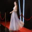 Elegant Grey Evening Dresses  2018 A-Line / Princess Halter Sleeveless Appliques Lace Floor-Length / Long Ruffle Backless Formal Dresses