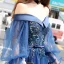 Elegant Navy Blue Evening Dresses  2017 A-Line / Princess Off-The-Shoulder Long Sleeve Appliques Lace Beading Floor-Length / Long Ruffle Backless Formal Dresses
