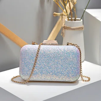 Sparkly White Sequins Evening Party Clutch Bags 2023