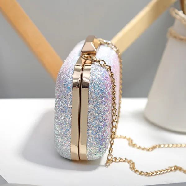 Sparkly White Sequins Evening Party Clutch Bags 2023
